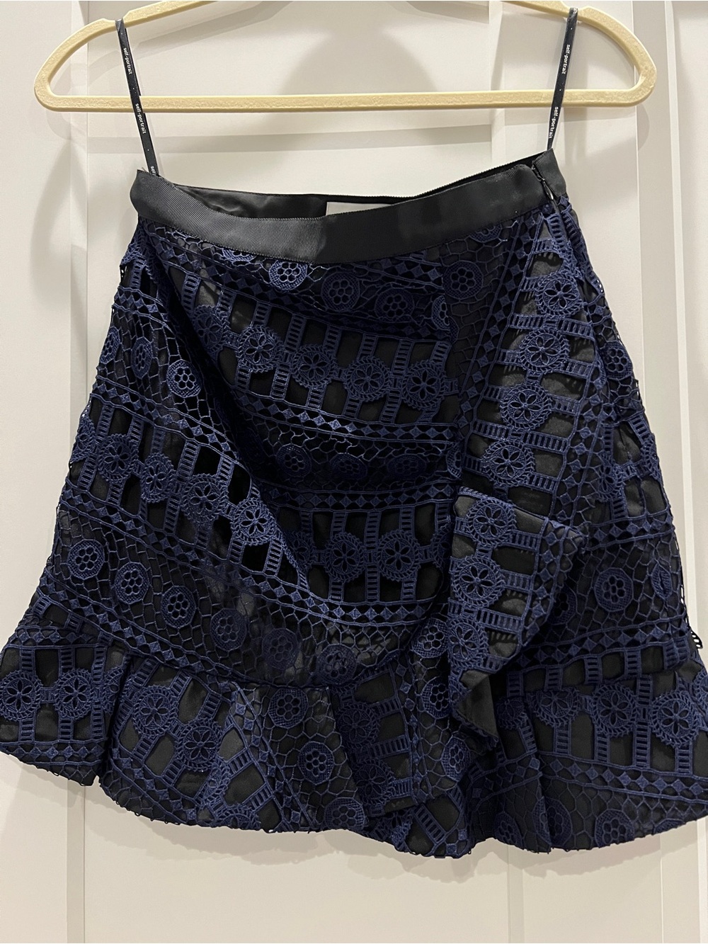 Self portrait Women’s Navy Lace A-Line mini Skirt